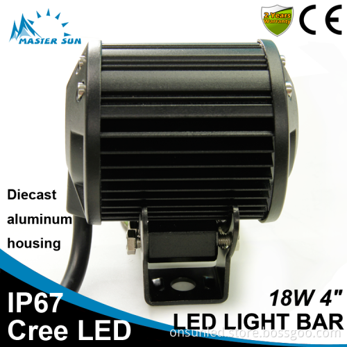 Waterproof 4inch 18w led tractor work light car led light bar off road led light bar